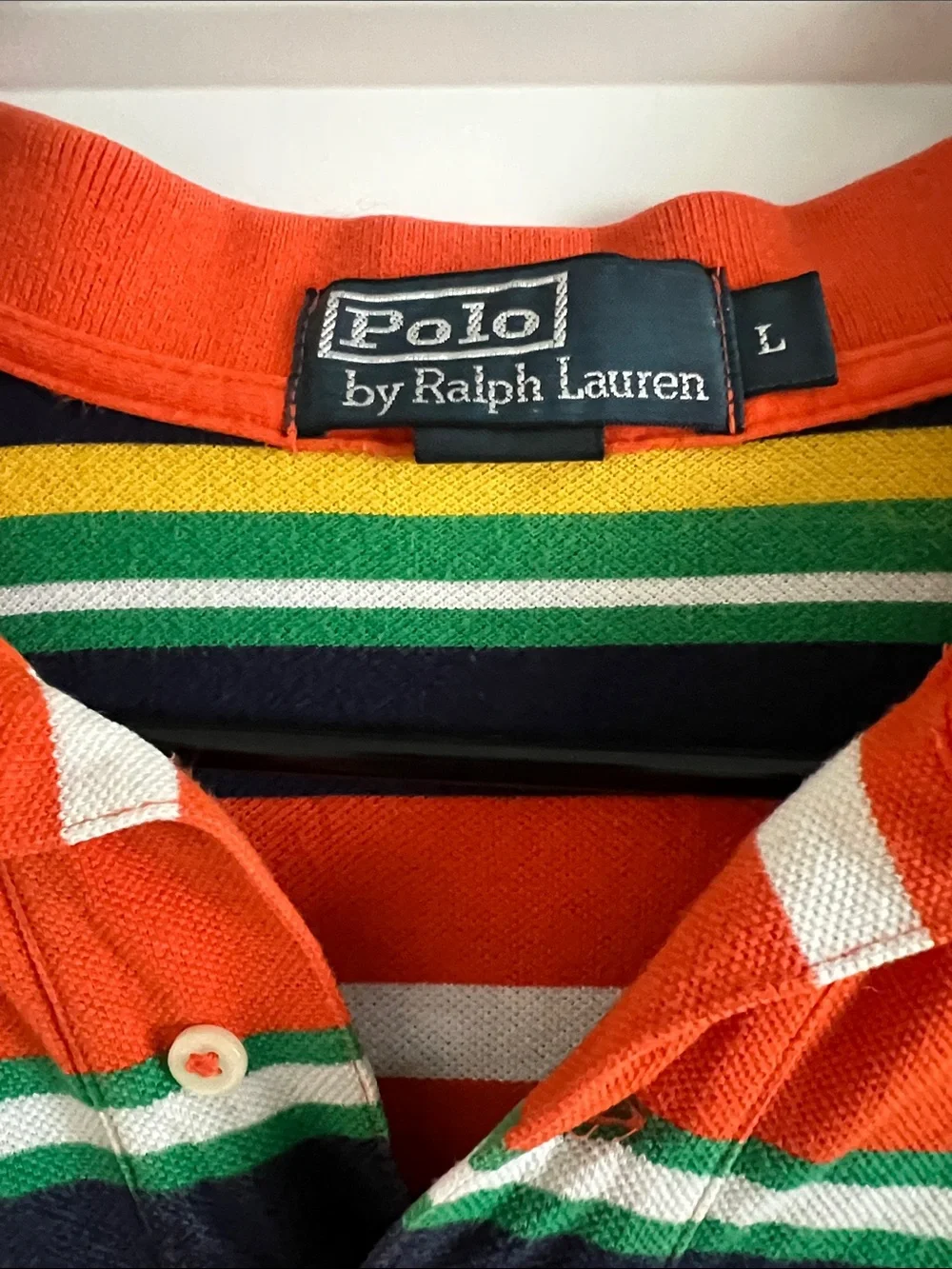 Polo by Ralph Lauren Orange Navy Yellow Green Striped Polo